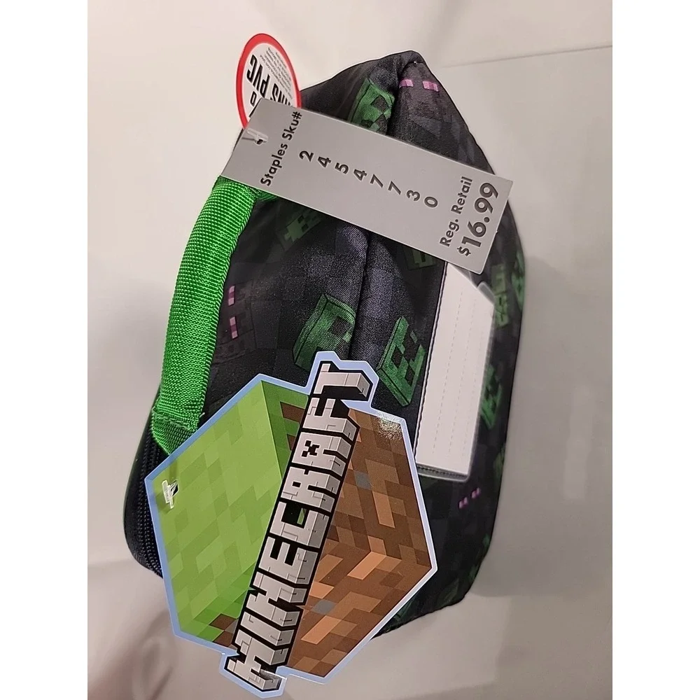 Minecraft‎ Creeper Lunch Box Bag Soft Insulated Back to School Lunchbox Thermos